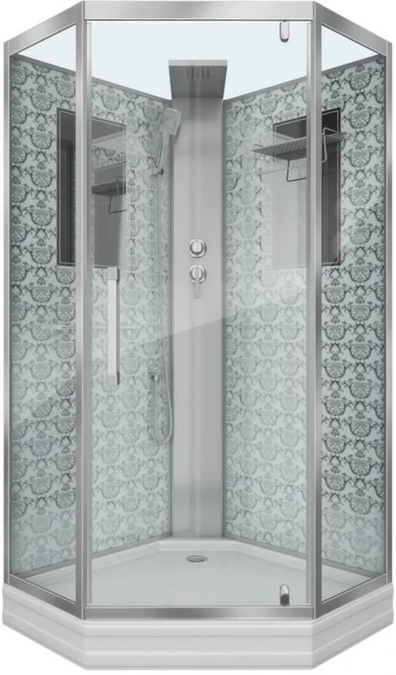 Душевая кабина Niagara Luxe Lux NG-7717WBK 100х100x210 серебро, с низким поддоном, без крыши