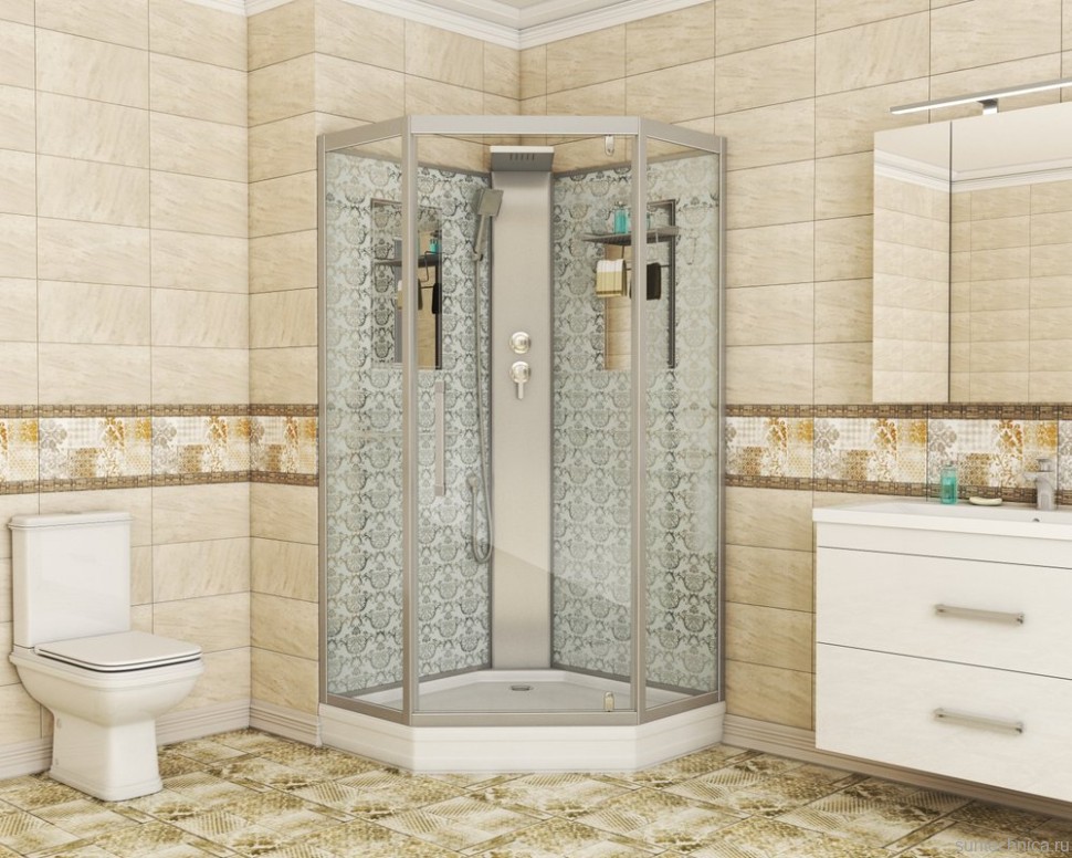 Душевая кабина Niagara Luxe Lux NG-7717WBK 100х100x210 серебро, с низким поддоном, без крыши