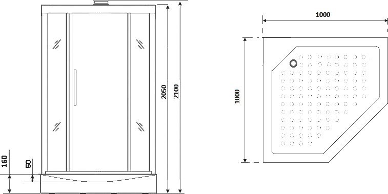 Душевая кабина Niagara Luxe Lux NG-7717WBK 100х100x210 серебро, с низким поддоном, без крыши