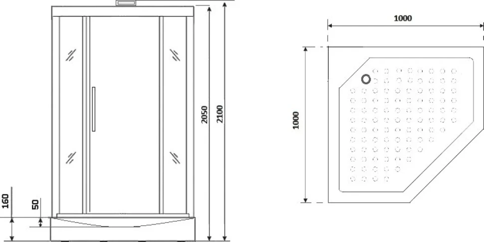 Душевая кабина Niagara Luxe Lux NG-7717WBK 100х100x210 серебро, с низким поддоном, без крыши