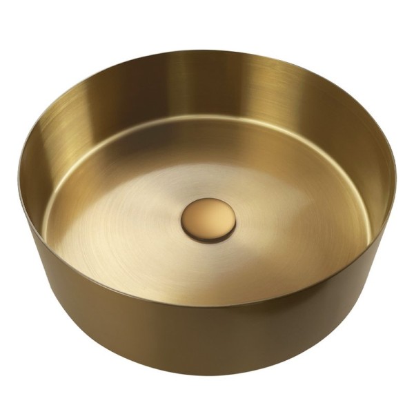 Накладная раковина AltroBagno Luna 001001 OrSp 40 матовое золото, круглая, нержавеющая сталь