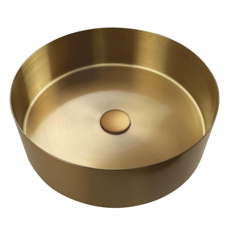 Накладная раковина AltroBagno Luna 001001 OrSp 40 матовое золото, круглая, нержавеющая сталь