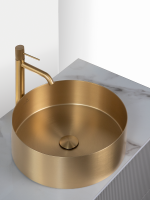 Накладная раковина AltroBagno Luna 001001 OrSp 40 матовое золото, круглая, нержавеющая сталь