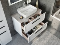 Мебель для ванной комнаты STWORKI Эстерсунд 90 белая матовая, простоун беж