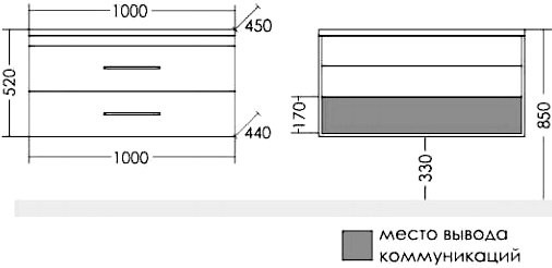 Тумба с раковиной СаНта Венера 100 подвесная, дуб адриатика