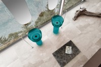 Раковина напольная Abber Kristall AT2702Aquamarin 45 глянцевая бирюзовая, круглая, моноблок