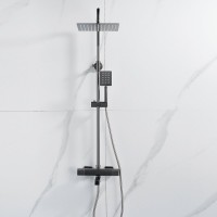 Душевая стойка Shevanik S3096T с термостатом, оружейная сталь