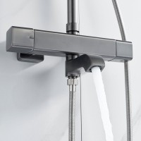 Душевая стойка Shevanik S3096T с термостатом, оружейная сталь