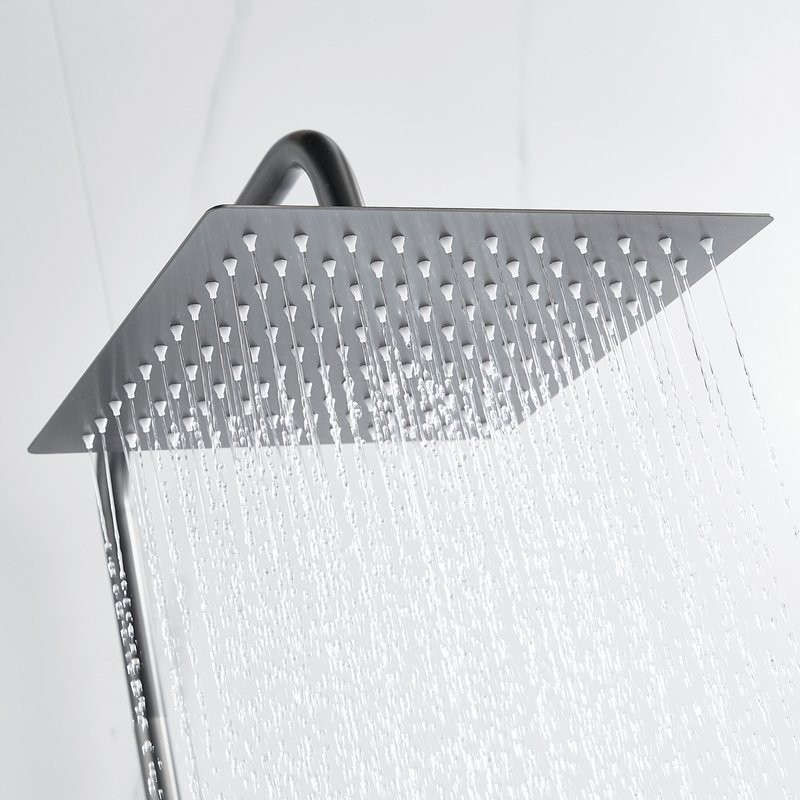 Душевая стойка Shevanik S3096T с термостатом, оружейная сталь