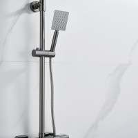 Душевая стойка Shevanik S3096T с термостатом, оружейная сталь
