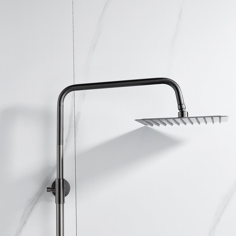 Душевая стойка Shevanik S3096T с термостатом, оружейная сталь