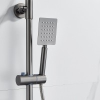 Душевая стойка Shevanik S3096T с термостатом, оружейная сталь