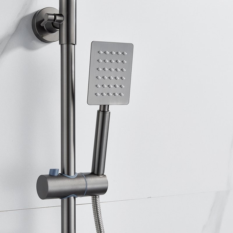 Душевая стойка Shevanik S3096T с термостатом, оружейная сталь