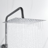 Душевая стойка Shevanik S3096T с термостатом, оружейная сталь
