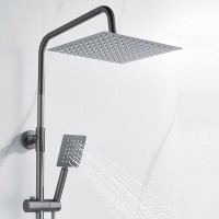 Душевая стойка Shevanik S3096T с термостатом, оружейная сталь