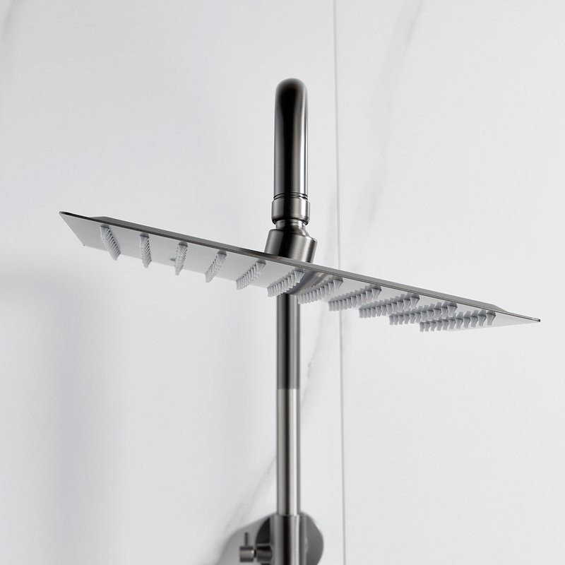 Душевая стойка Shevanik S3096T с термостатом, оружейная сталь