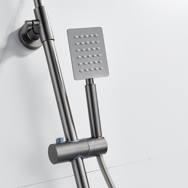 Душевая стойка Shevanik S3096T с термостатом, оружейная сталь