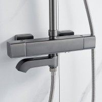 Душевая стойка Shevanik S3096T с термостатом, оружейная сталь