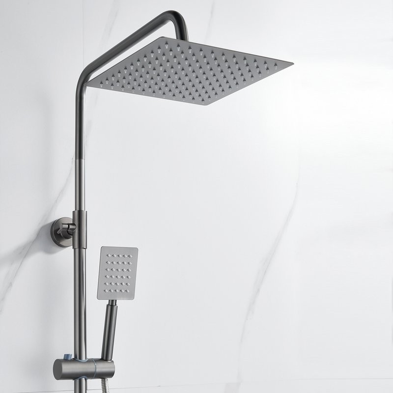 Душевая стойка Shevanik S3096T с термостатом, оружейная сталь