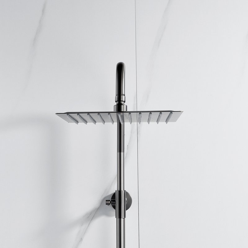 Душевая стойка Shevanik S3096T с термостатом, оружейная сталь