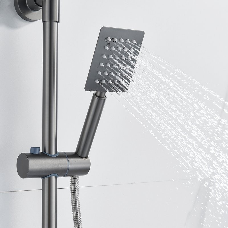Душевая стойка Shevanik S3096T с термостатом, оружейная сталь