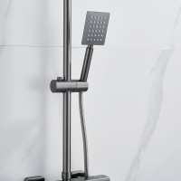 Душевая стойка Shevanik S3096T с термостатом, оружейная сталь