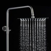 Душевая стойка Shevanik S3096T с термостатом, оружейная сталь