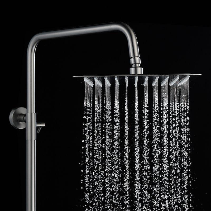 Душевая стойка Shevanik S3096T с термостатом, оружейная сталь