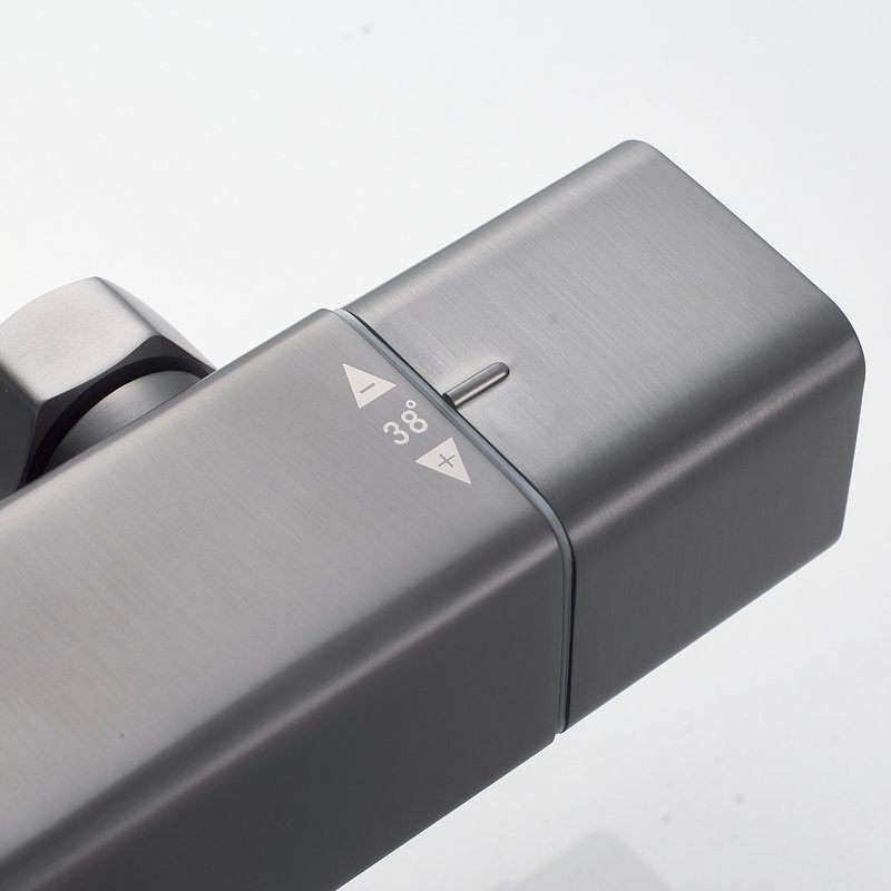 Душевая стойка Shevanik S3096T с термостатом, оружейная сталь