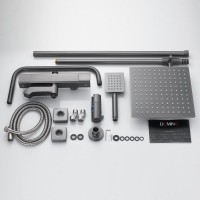 Душевая стойка Shevanik S3096T с термостатом, оружейная сталь