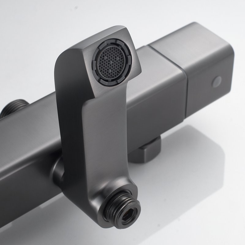 Душевая стойка Shevanik S3096T с термостатом, оружейная сталь