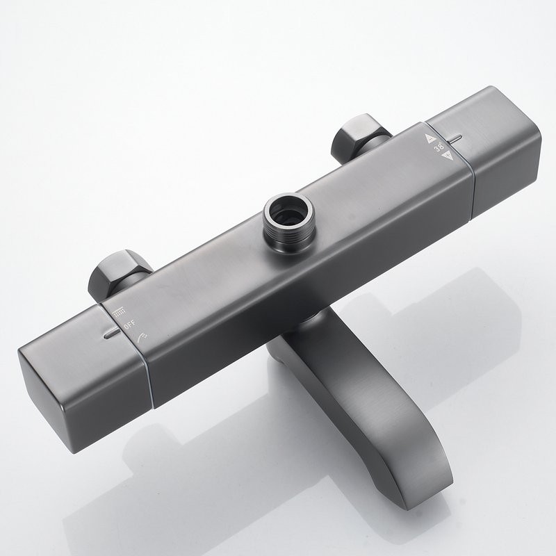 Душевая стойка Shevanik S3096T с термостатом, оружейная сталь