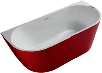 Акриловая ванна Abber AB9216-1.7R 170x80 см, пристенная, красная, овальная, с каркасом, со сливом-переливом