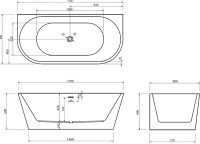 Акриловая ванна Abber AB9216-1.7R 170x80 см, пристенная, красная, овальная, с каркасом, со сливом-переливом