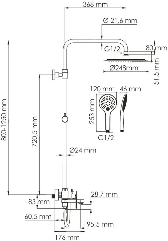 Душевая стойка Wasserkraft Mindel 8500 A185.257.155.WM белая