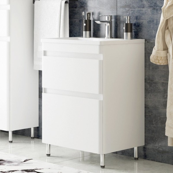 Тумба под раковину без столешницы Corozo Алабама 60 Z2 напольная, глянцевая белая