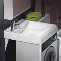 Раковина над стиральной машиной Belux Эврика 60 глянцевая белая, прямоугольная, с комплектом кронштейнов