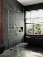 Душевая перегородка Maybahglass MGD-732-5у 89 см, профиль хром матовый, стекло прозрачное