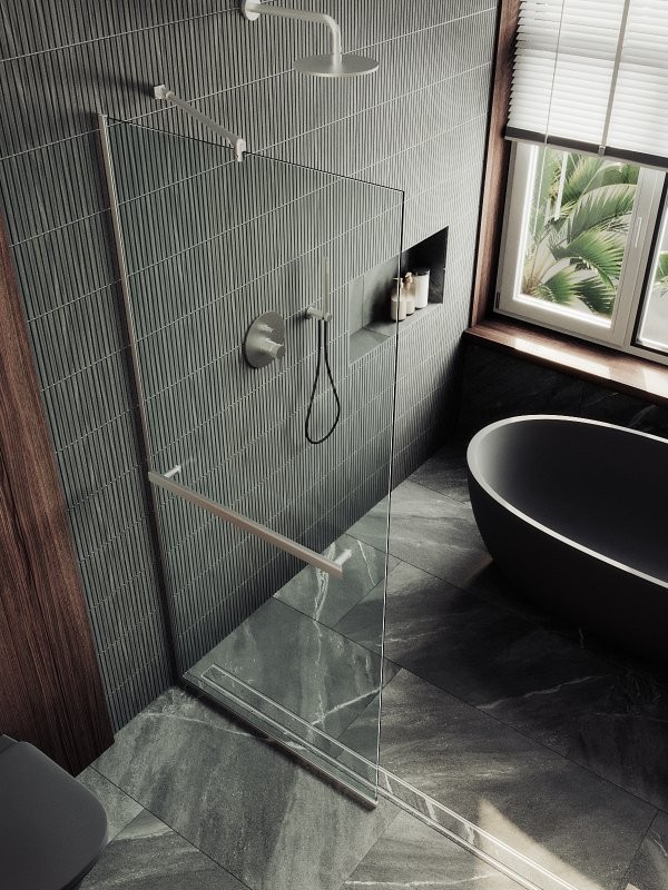 Душевая перегородка Maybahglass MGD-732-5у 89 см, профиль хром матовый, стекло прозрачное