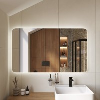 Зеркало DIWO Кострома 120 с подсветкой, большое, LED подсветка, прямоугольное, инфракрасный выключател