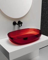 Накладная раковина Abber Kristall AT2805Rubin 60 красная, прямоугольная