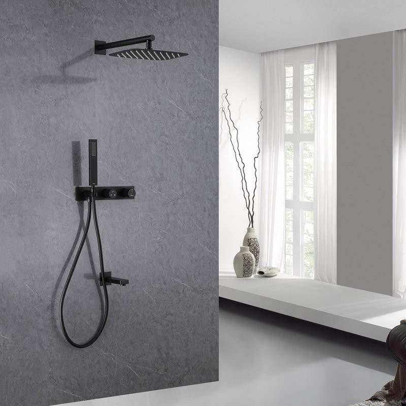 Душевой комплект Abber Rund AF8717B С ВНУТРЕННЕЙ ЧАСТЬЮ, матовый черный