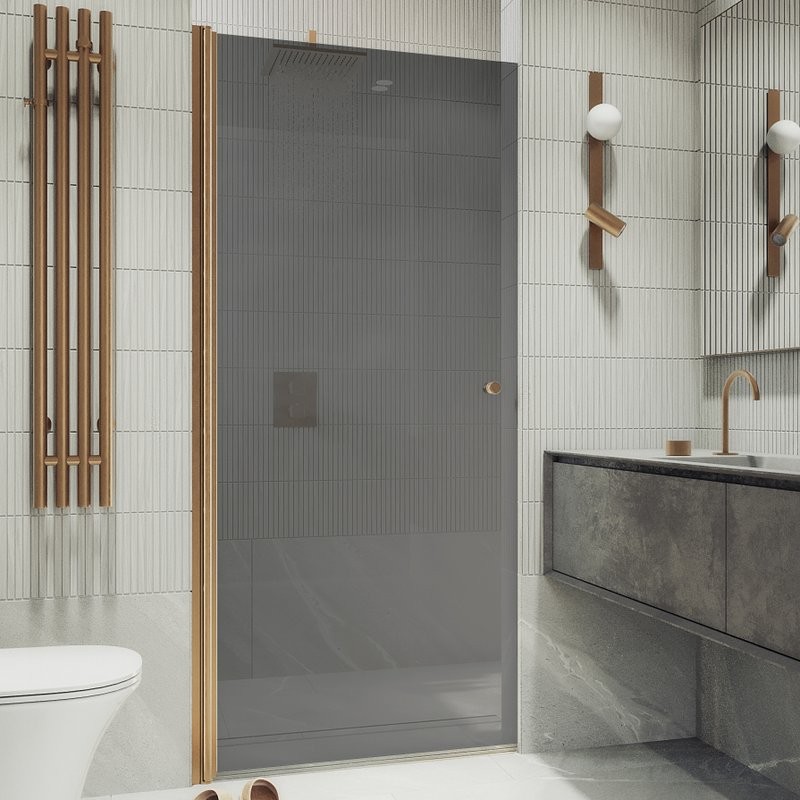 Душевая дверь в нишу Maybahglass MGD-812-2 90 см, профиль бронза, стекло графит