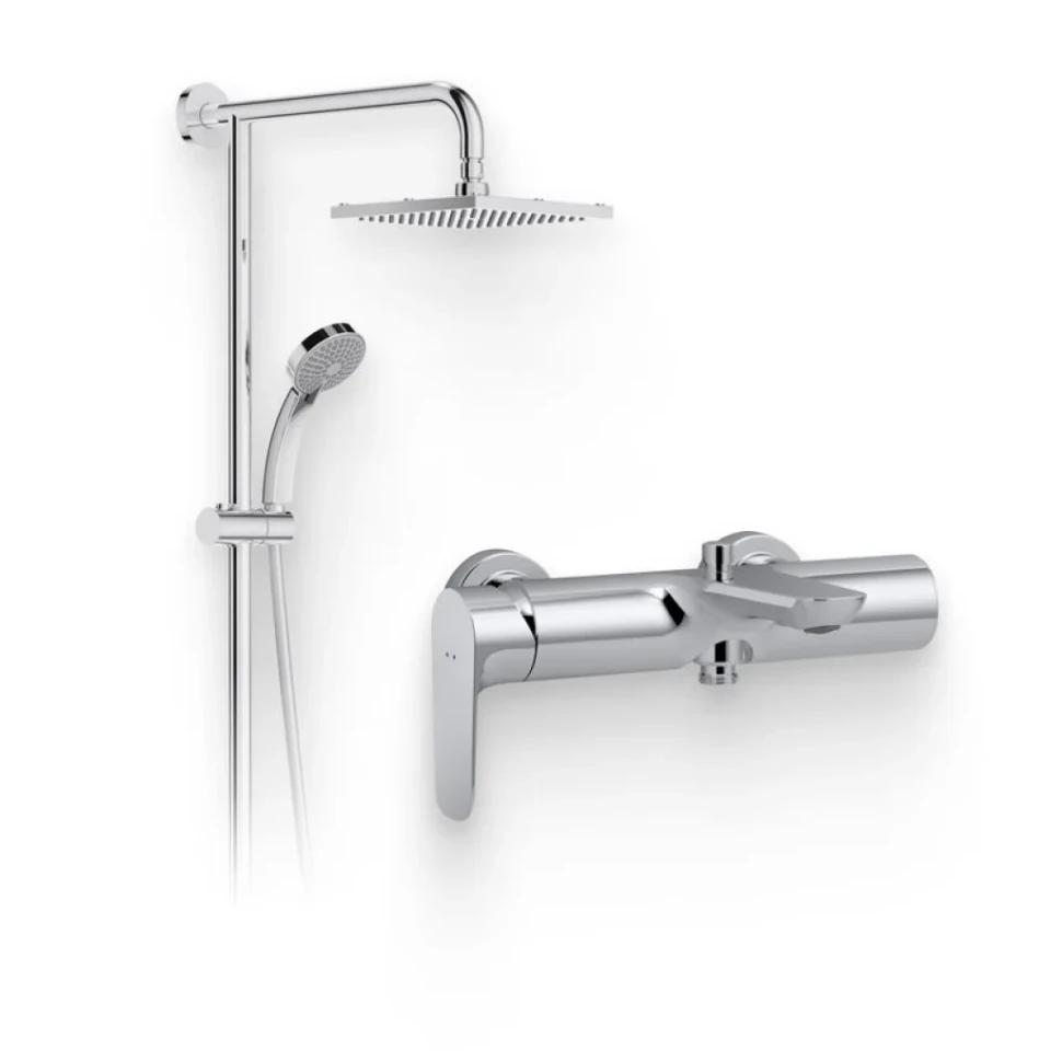 Душевой комплект Смеситель Jacob Delafon Aleo E72282-CP + Стойка Eo E45893-CP