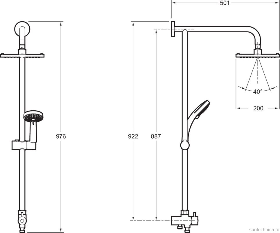 Душевой комплект Смеситель Jacob Delafon Aleo E72282-CP + Стойка Eo E45893-CP