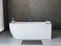 Акриловая ванна Aquanet Elegant B 260049 180x80 см, угловая, правая, отдельностоящая, белая, асимметричная, на ножках, со сливом-переливом