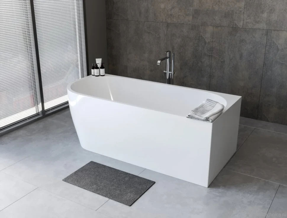 Акриловая ванна Aquanet Elegant B 260049 180x80 см, угловая, правая, отдельностоящая, белая, асимметричная, на ножках, со сливом-переливом