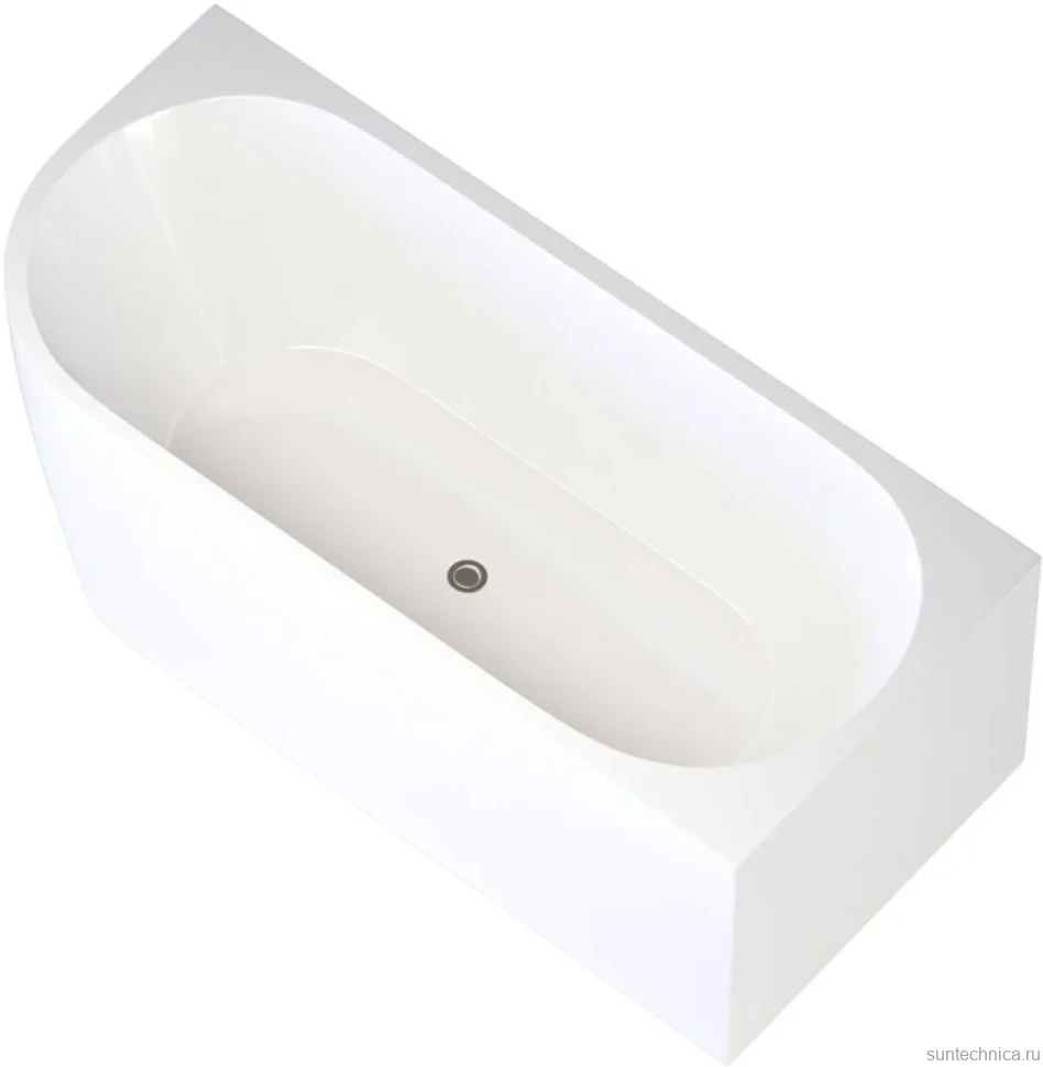 Акриловая ванна Aquanet Elegant B 260049 180x80 см, угловая, правая, отдельностоящая, белая, асимметричная, на ножках, со сливом-переливом