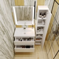 Тумба под раковину Style Line Даймонд 80 Люкс Plus подвесная, белая