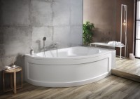 Акриловая ванна Cersanit Kaliope R 170x110 см, правая, пристенная, белая, асимметричная, на ножках, с сиденьем